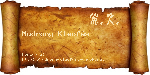 Mudrony Kleofás névjegykártya